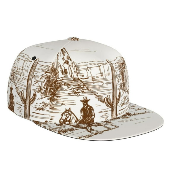 Gaeub Western Desert Cowboys Flat Bill Snapback Hats Baseball Caps with Adjustable for Running Workouts and Outdoor Activities