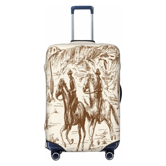 Gaeub Western Desert Cowboys1 Elastic Luggage Cover with Concealed Zipper Dust-Proof Luggage Cover Protector - 18-32 inch - Large
