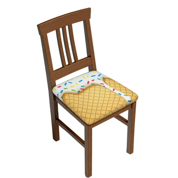 Gaeub White Ice Cream Square Chair Seat Cushion Cover,Wear-Resistant Chair Seat Cover, Household Chair Essentials,Anti-Scratch