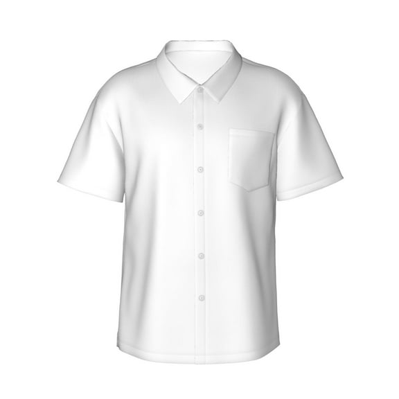 Gaeub White Print Men's Hawaiian Shirt,Button Down Short Sleeves Shirts,Tropical Beach Casual Button Down Shirts,X-Large