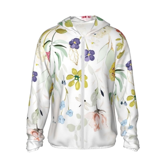 Gaeub Wildflowers Men's and Women's UPF 50+ Long-Sleeved Sun Protection Clothing, Fishing Shirt Long Sleeve Zip-X-Large