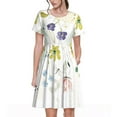 thumbnail image 1 of Gaeub Wildflowers Print Womens Dresses,Casual Short Sleeve Tunic,Summer Midi Dress for Women,Women's Short sleeve Dress, 1 of 6