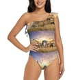 thumbnail image 1 of Gaeub Wildlife Protection Women's One Shoulder Ruffle Tummy Control Swimwear for Swimming Surfing Beach Party - Large, 1 of 8