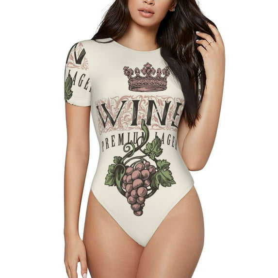 Gaeub Wine Women'S Short Sleeve One Piece Swimsuit Sexy High-Waisted Bodysuit For Swimming, Beach, Sports - X-Large