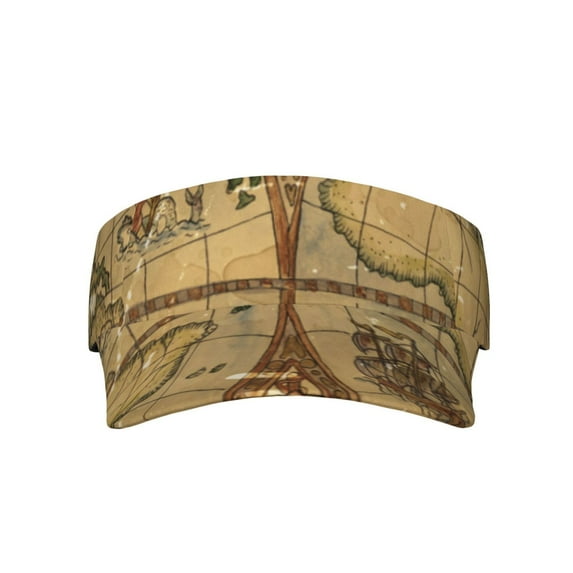Gaeub World Map1 Sun Visor Hats with Empty Top and Adjustable, UV Protection for Golf Tennis Cycling Running