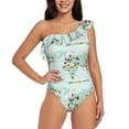 thumbnail image 1 of Gaeub World Travel Map Women's One Shoulder Ruffle Tummy Control Swimwear for Swimming Surfing Beach Party - Small, 1 of 8