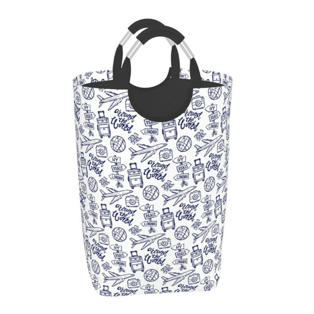 Gaeub World Travel2 Print 50L Large Laundry Hampers with Handles
