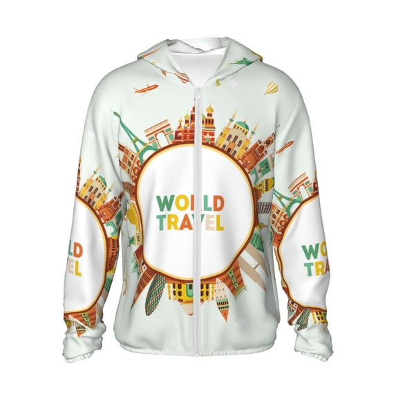 Gaeub World Travel3 Men's and Women's UPF 50+ Long-Sleeved Sun Protection Clothing, Fishing Shirt Long Sleeve Zip - X-Large