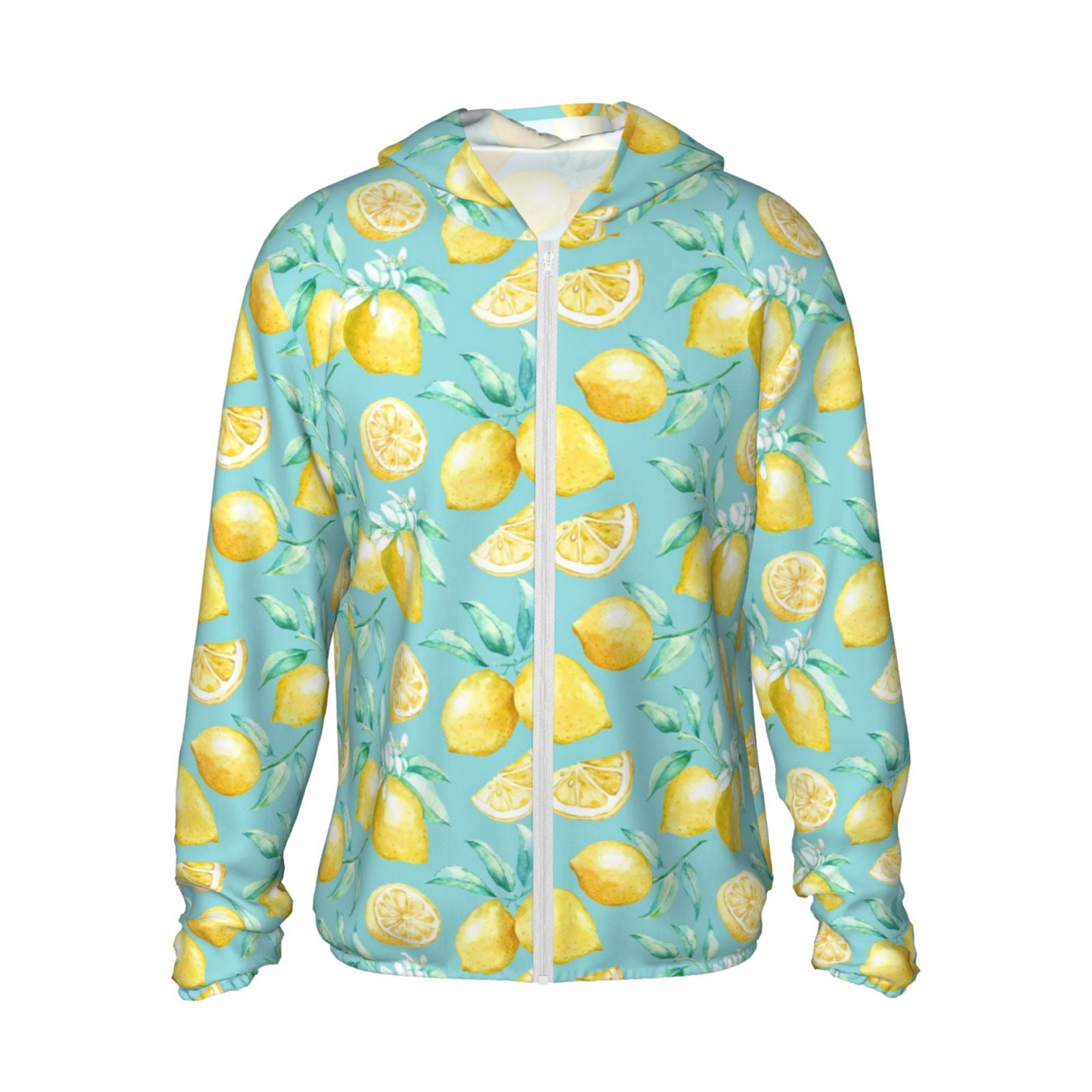 Gaeub Yellow Lemon Men's and Women's UPF 50+ Long-Sleeved Sun Protection Clothing, Fishing Shirt Long Sleeve Zip - Small