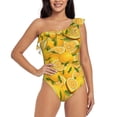 thumbnail image 1 of Gaeub Yellow Limes Women's One Shoulder Ruffle Tummy Control Swimwear for Swimming Surfing Beach Party - X-Large, 1 of 8
