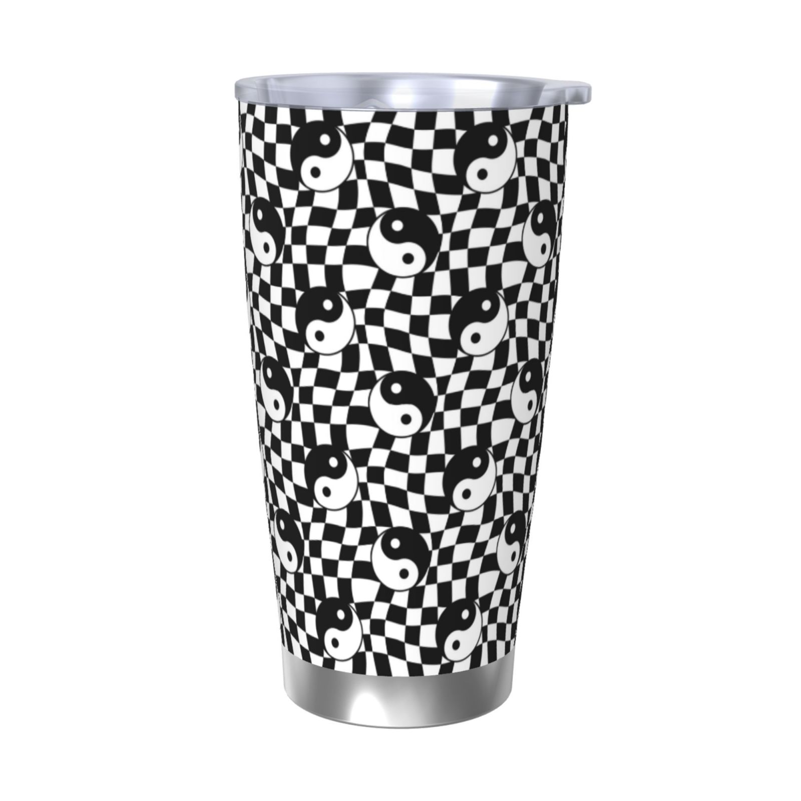 Gaeub Ying Yang Checkered Print 20-Ounce Stainless Steel Car Cup ...