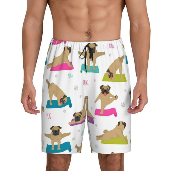 Gaeub Yoga Dogs Poses Printed Men's Short Pajama Pants, Lightweight Lounge & Sleep Bottoms Keep You Cool - Small