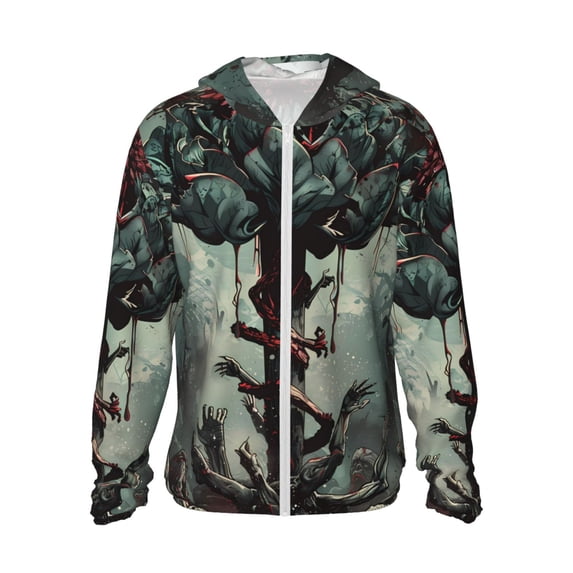 Gaeub Zombie Flower Apocalypse Men's and Women's UPF 50+ Long-Sleeved Sun Protection Clothing, Fishing Shirt Long Sleeve Zip-3X-Large