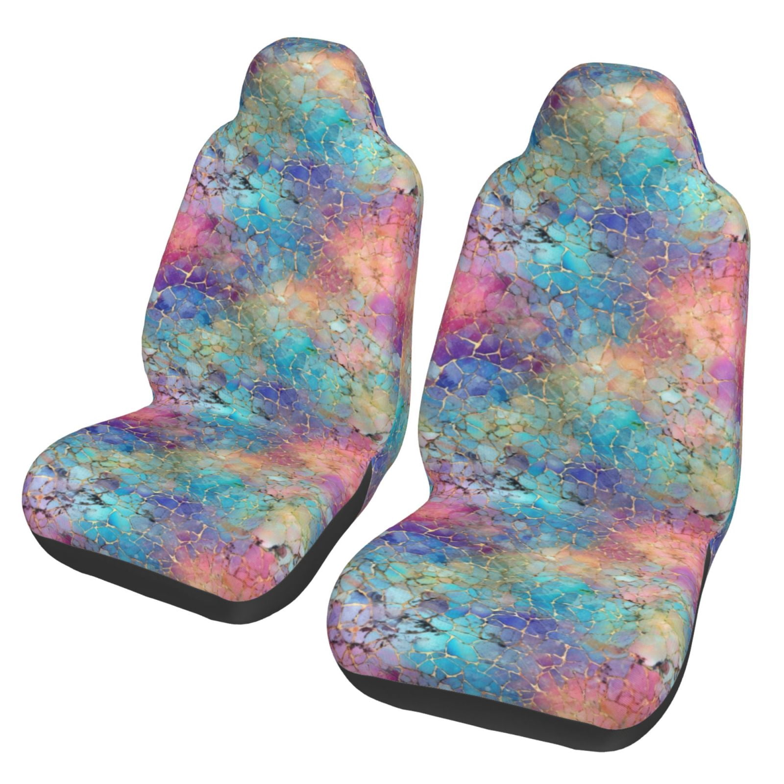 Gaeub blue pink colorful cracked texture 2Pack Full Set Car Seat Covers ...