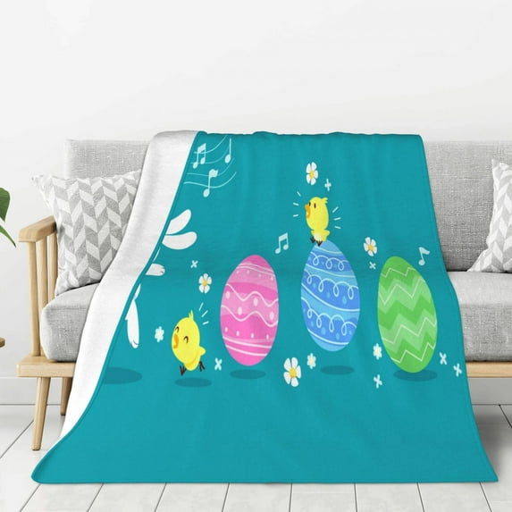 Gaeub bunny holding flower Print Flannel Throw Blanket, Home Fleece Throw Blanket for Couch or Bed,Decorative Blankets,Lightweight Fuzzy Flannel Blanket-80"x60"
