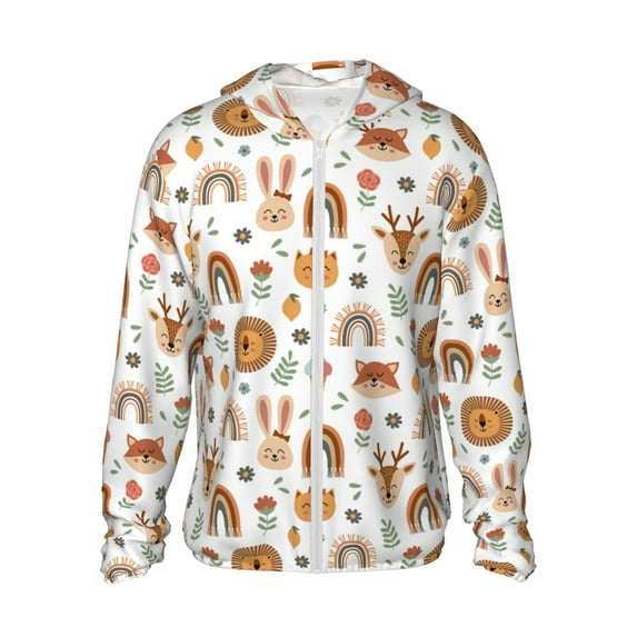 Gaeub cute Rainbow Animal Men's and Women's UPF 50+ Long-Sleeved Sun Protection Clothing, Fishing Shirt Long Sleeve Zip-XX-Large