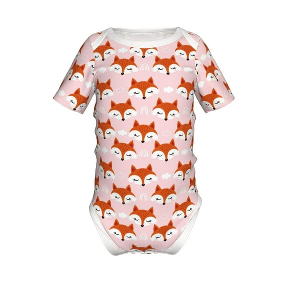Gaeub cute fox pink Print Infant Climbing Onesie,Toddler Outfit,Newborn Baby Bodysuit,Baby Boy Girl Clothes -6 Months