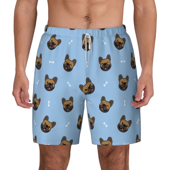 Gaeub french Bulldog Face Mens Swim Trunks Stretch Beach Shorts Quick Dry for Men Swim Shorts Swimwear with Pockets- X-Large