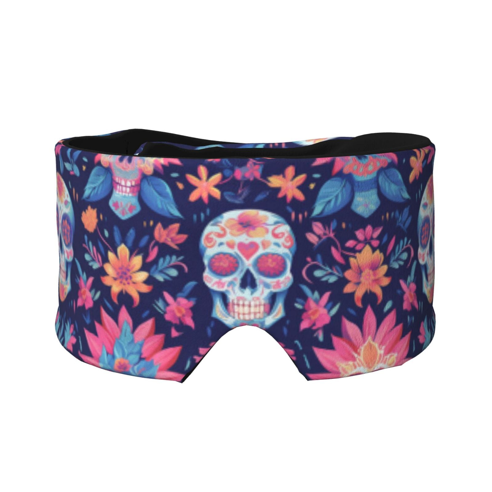 Gaeub leaf flower Skull colorful Printed Sleep Mask for Men Women,Eye