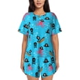 thumbnail image 1 of Gaeub pirate Octopus Print Women's Short Sleeve Pajama Set Soft Sleepwear Pjs Short Sleeve Button Down Nightwear with Long Pants-Large, 1 of 6