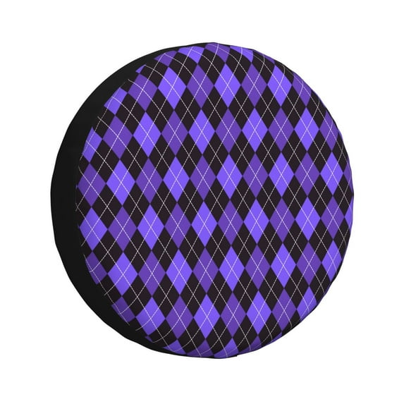 Gaeub purple argyle Print 14-17in Tire Cover, Spare Tire Cover, for Camper Caravan, Trailer, Car, Truck, SUV, Jeep-17 inch