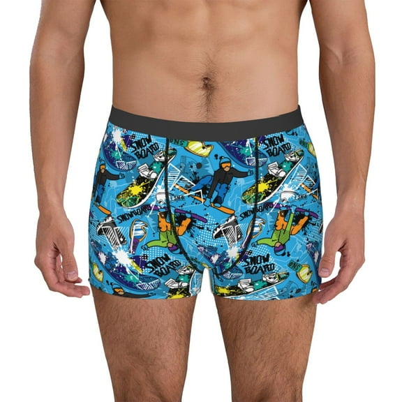 Gaeub snow board blue Print Men's Boxer Briefs,Super Fit Boxer Briefs for Men,Quick-Dry Underwear with 4-Way Stretch-Small