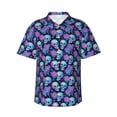 thumbnail image 1 of Gaeub starry sky Skull flower Print Men's Hawaiian Shirt,Button Down Short Sleeves Shirts,Tropical Beach Casual Button Down Shirts,3X-Large, 1 of 7