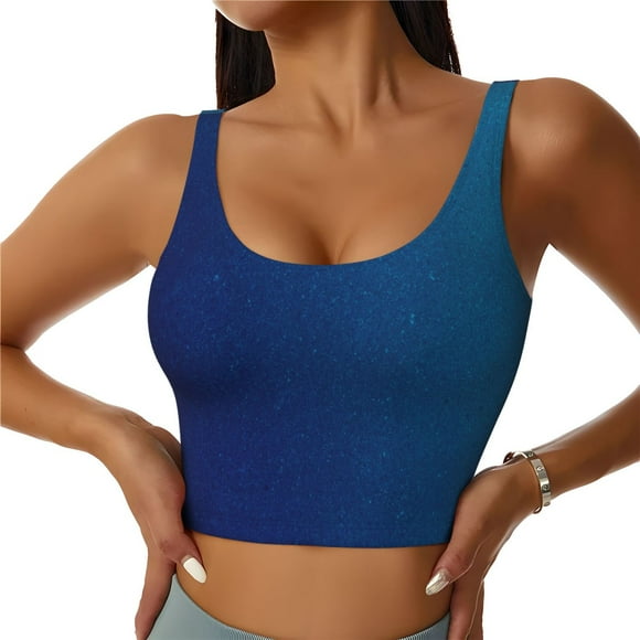 Gaeub teal blue Print Sports Bras for Women,Seamless Sports Bra - Wirefree, Full Support, with Removable Pads for Everyday Comfort-Small