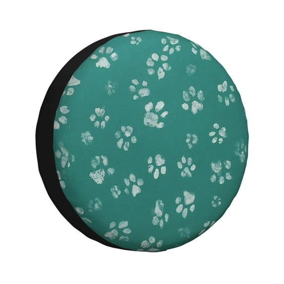 Gaeub teal green paw Print 14-17in Tire Cover, Spare Tire Cover, for Camper Caravan, Trailer, Car, Truck, SUV, Jeep-17 inch