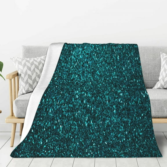 Gaeub teal sparkling Print Flannel Throw Blanket, Home Fleece Throw Blanket for Couch or Bed,Decorative Blankets,Lightweight Fuzzy Flannel Blanket-40"x30"