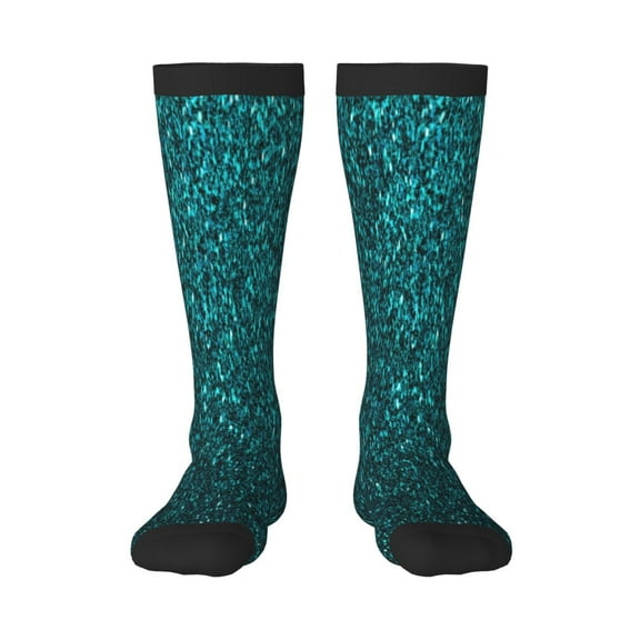 Gaeub teal sparkling Printed Design Socks Stretchy High Tube Socks for Men Women Teens , Softball Soccer Socks for Hiking, Sport