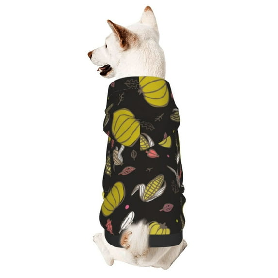 Gaeub yellow Pumpkin Corn Dog Hoodie Sweatshirts Warm Dog Clothes for Small Dogs,Puppy and Cat Costume-X-Large