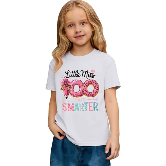 Gaexia 100 Days of School Girls T Shirts Size 10-12 Crewneck T-Shirt Short Sleeve Cotton Tee Tops Baggy Girls Back To School Clothes Casual Girl Clothes Outifit