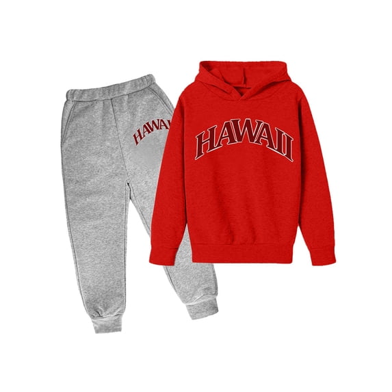Gaexia Athletic Clothes Boys Tracksuit Set Sweatshirt and Pants Jogger Set Printed Hoodie Sets 2 Pieces Boys Sweatsuit Set,Red,13-14 Years