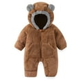 thumbnail image 1 of Gaexia Baby Bear Hooded Romper Jumpsuit Outfit With Fold Over Mittens And Footies For Winter Warm Comfort,Brown,3-6 Months, 1 of 4