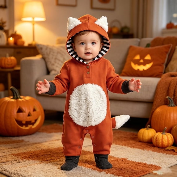Gaexia Baby Boys Girls Bodysuit Hooded Animal Romper Jumpsuit One Piece Cosplay Outfit Soft Comfortable Clothing For Thanksgiving Carnival Birthday Party