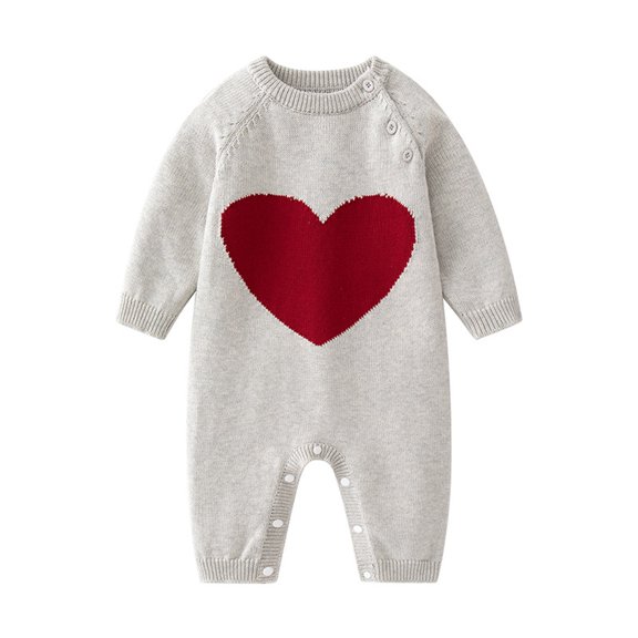 Gaexia Baby Girls Autumn Winter Long Sleeve Bodysuit Heart Pattern Romper Soft Clothing Outfit Easy Change Design For Babies 0-18 Months