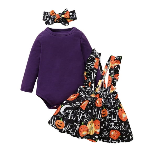 Gaexia Baby Halloween Pumpkin Outfit Sleeveless Romper Bodysuit Hat Unisex Toddler Jack-O- Party Dress Up Clothes Orange 0-6 Months