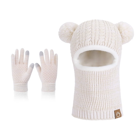 Gaexia Baby Snow Hat,Winter Thermal Knitted Lined Hat and Scarf Set for Toddler Boys Girls Cold Weather