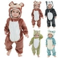 thumbnail image 1 of Gaexia Baby Winter Hooded Romper Jumpsuit, Fleece Baby Cute Animal Jumpsuit 3D Pajamas Long Sleeve Hooded Romper Sleeper Sweatshirt Playsuit,Brick Red,90, 1 of 4