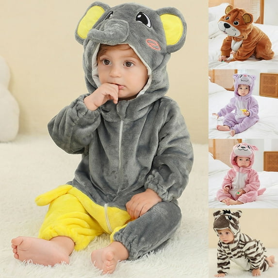 Gaexia Baby Winter Hooded Romper Jumpsuit, Baby Cute Animal Jumpsuit 3D Pajamas Long Sleeve Hooded Romper Sleeper Sweatshirt Playsuit,Coffee,90