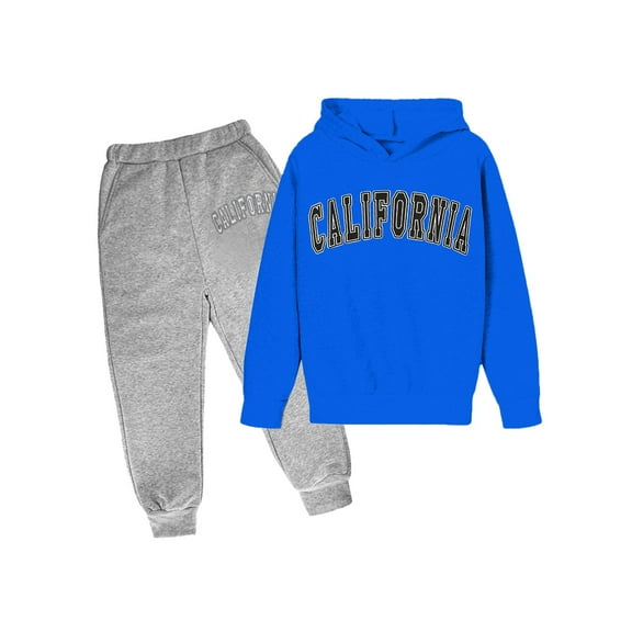 Gaexia Back To School Clothes for Boys Boys Tracksuits Sweatpants Hoodie Set Fall Outfits Regular Fit Hoodie Sets 2 Pieces Boys Sweat Suit,Blue,13-14 Years