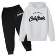 thumbnail image 1 of Gaexia Back To School Clothes Boys Tracksuit 10-12 Hooded Long Sleeve Sweatpant Jogger Set Solid Color Hoodie Sets 2 Pieces Boys Sweat Suit,White,4-5 Years, 1 of 2
