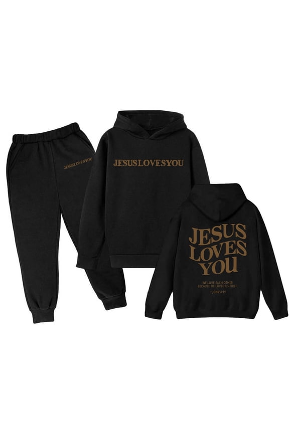 Back To School Clothes for Teen Boys Boys Tracksuit Size 6 Hoodie Pullover Tops Pants Soccer Outfit Regular Fit Hoodie Sets 2 Pieces Sweat Suits for Boys,Black,9-10 Years