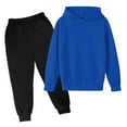 thumbnail image 1 of Gaexia Back To School Fashion Boys Tracksuit Set Sweatshirt and Sweatpant Fall Outfits Solid Color Hoodie Sets 2 Pieces Boys Sweatsuit Set,Blue,9-10 Years, 1 of 3