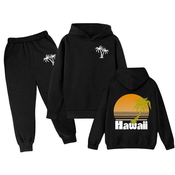 Gaexia Back To School Outfits for Boys Boys Tracksuit Set 14-16 Hoodies and Joggers Pants Set Warm Up Suit Printed Hoodie Sets 2 Pieces Sweatsuits for Boys,Black,4-5 Years