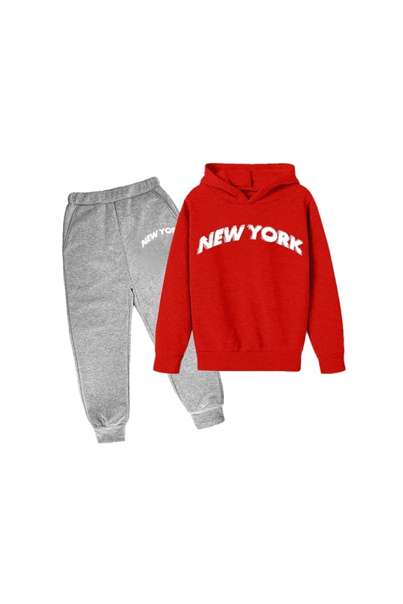 Back To School Boys Track Suit Hoodie Pullover Tops Pants Jogger Set Solid Color Hoodie Sets 2 Pieces Boys Sweat Suit,Red,13-14 Years