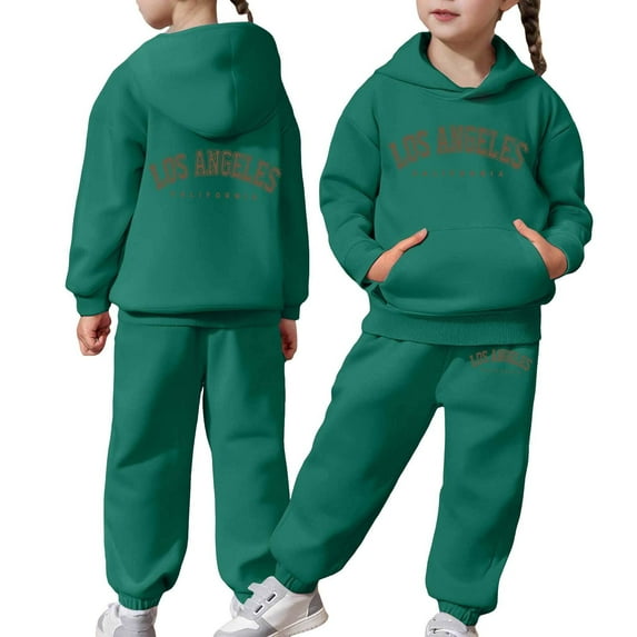 Gaexia Back To School Boys Tracksuit Set Size 18 Sweatpants Hoodie Set Jogger Set Printed Hoodie Sets 2 Pieces Kids Sweatsuit,Dark Green,12-13 Years