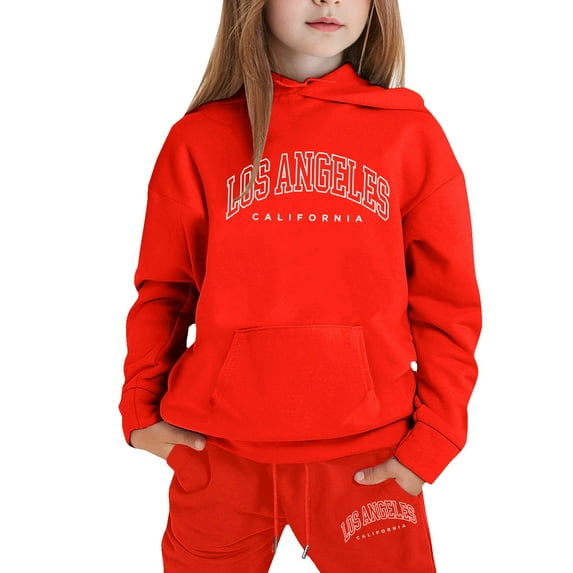 Gaexia Back To School Boys Tracksuit Size 18 Sweatshirt and Sweatpant Fall Outfits Solid Color Hoodie Sets 2 Pieces Kids Sweatsuit,Red,2-3 Years