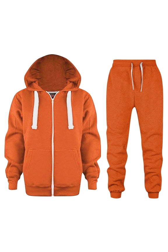Back To School Clothes Boys Track Suit Sweatshirt and Sweatpant Warm Up Suit Loose Fit Hoodie Sets 2 Pieces Boys Sweat Suit,Orange,4-5 Years
